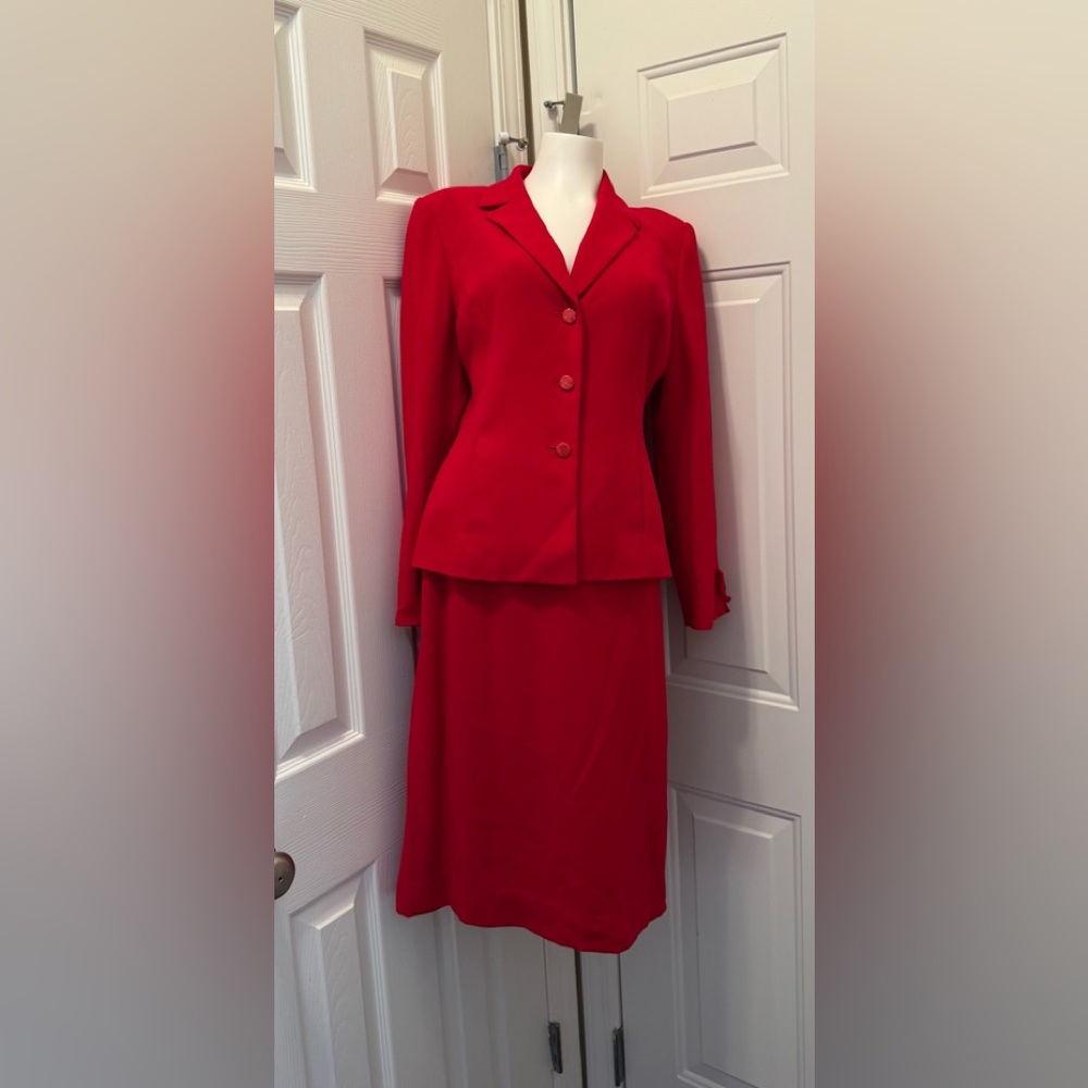Kasper Red Women's Pencil Skirt Suit